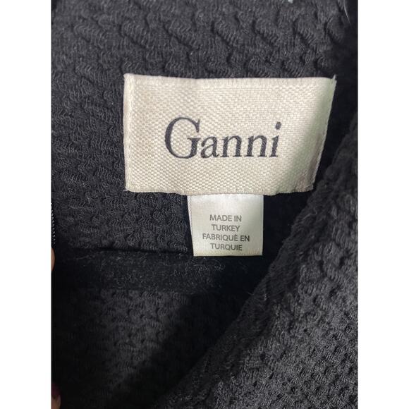 Ganni, Sz. Small, Black Fulton Dress, Textured Bodice, Pleated Skirt, Minimalist - Picture 5 of 10